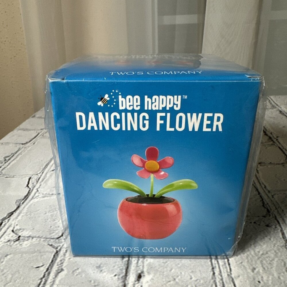 Solar Powered Dancing Pot Flower Figurine Two's Company Bee Happy Pink New